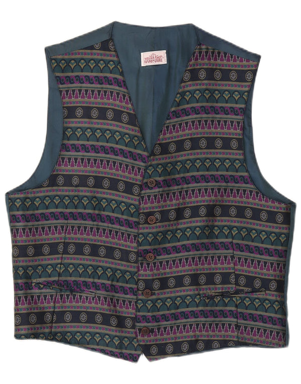 Vestă vintage pentru bărbați, XL, poliester geometric, albastru bleumarin