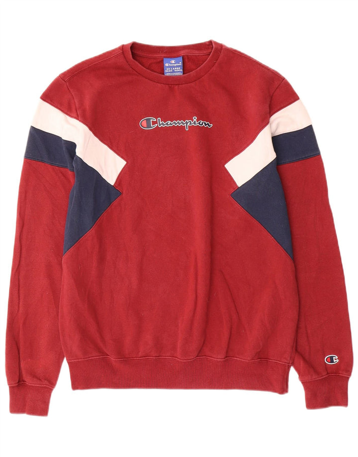 CHAMPION Băieți Pulover Pulover 15-16 Ani 2XL Roșu Colorblock Bumbac