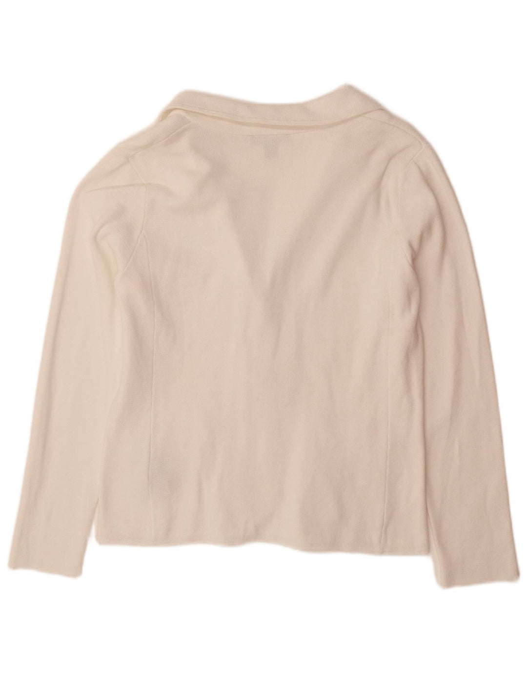 Pulover cardigan pentru femei RALPH LAUREN UK 16 mare bumbac alb