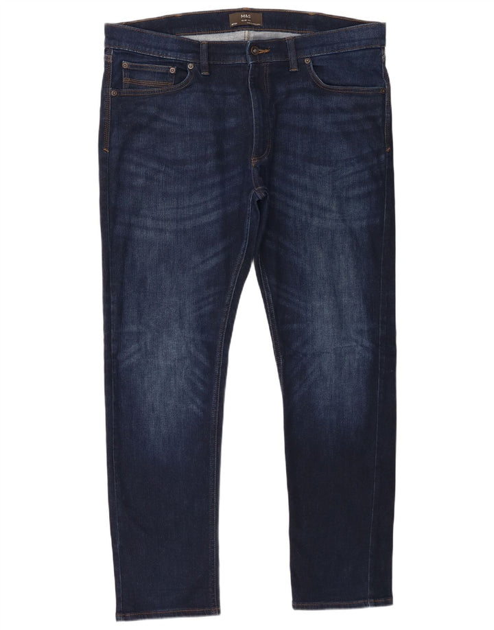 Blugi subțiri pentru bărbați Marks & Spencer W38 L31 bumbac bleumarin
