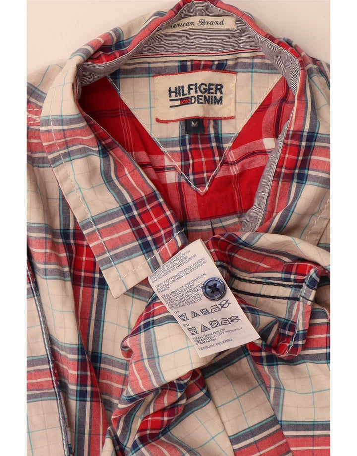 Cămașă cu mânecă scurtă Tommy Hilfiger pentru bărbați, bumbac cu carouri roșii medii