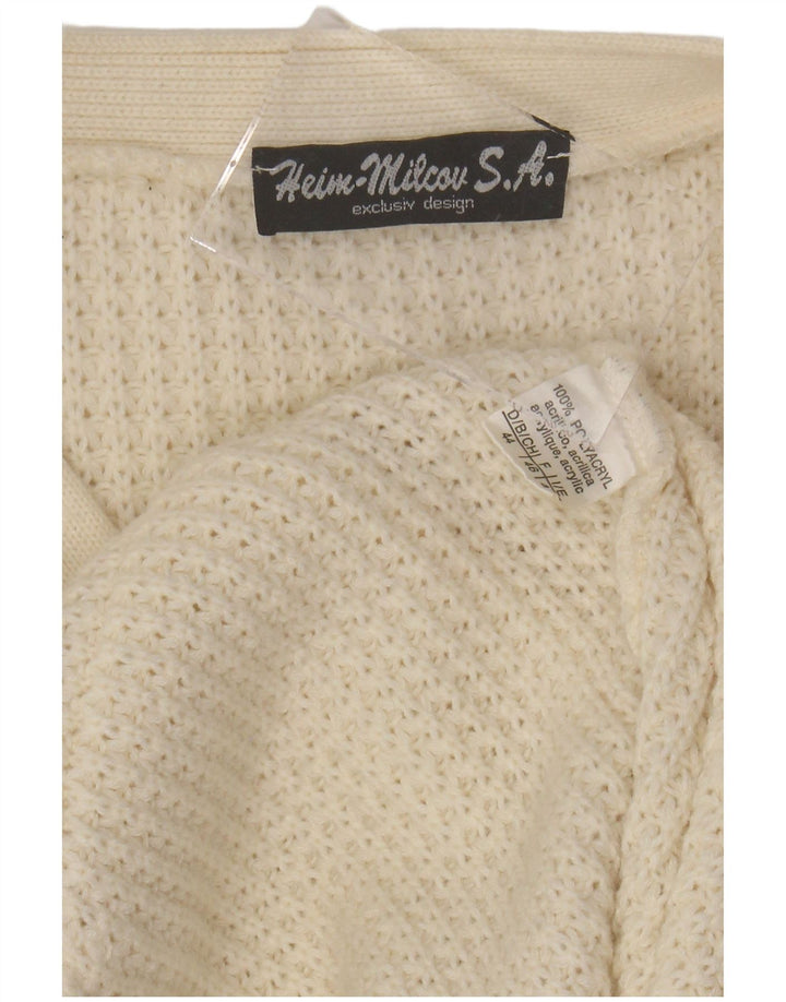 Pulover cardigan pentru femei VINTAGE IT 48 XL poliacrilic alb