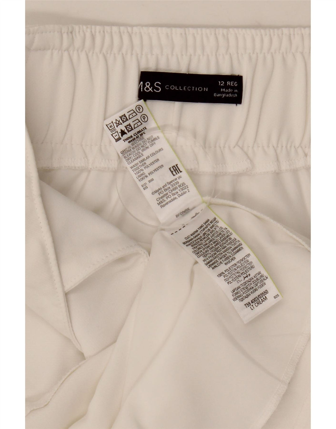 MARKS & SPENCER Fusta dreaptă pentru femei UK 12 Medium W30 Poliester alb