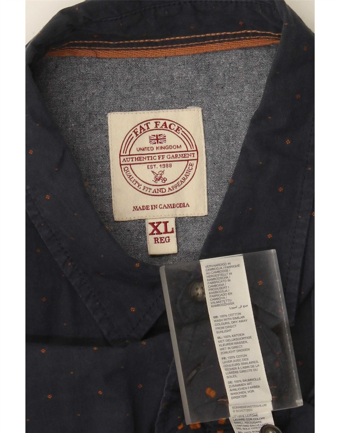 Cămașă pentru bărbați Fat Face, cu formă regulată, XL, albastru marine, bumbac cu pete