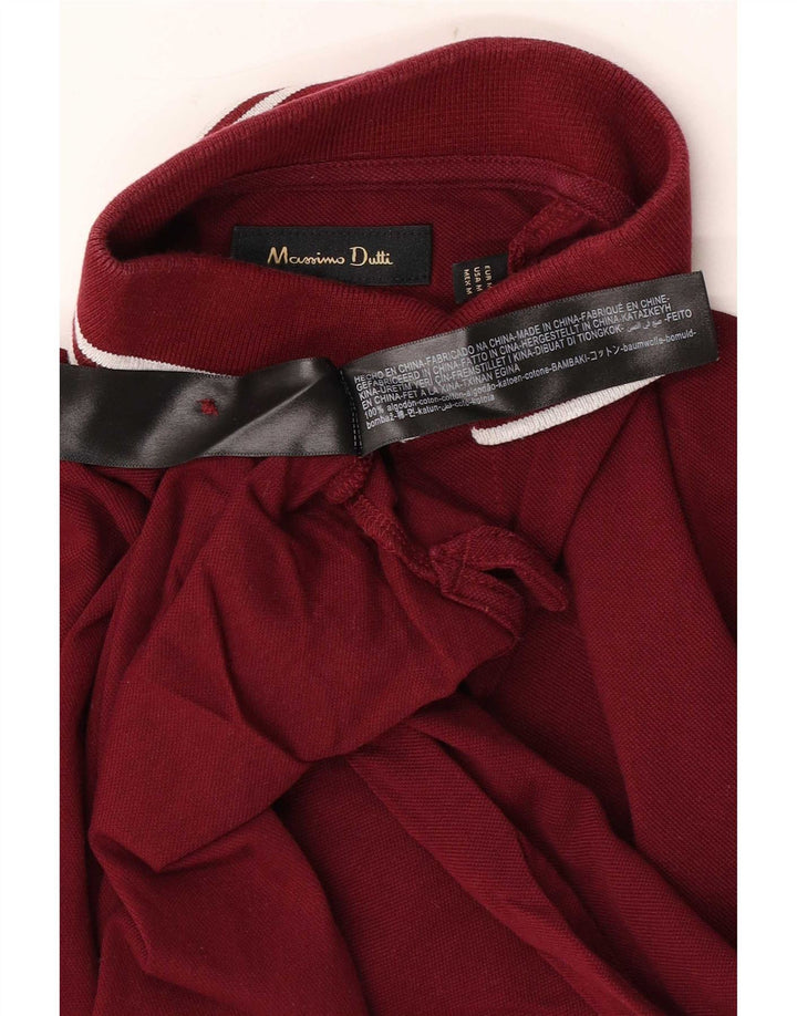 Cămașă polo Massimo Dutti pentru bărbați, bumbac cu dungi Burgundy mediu