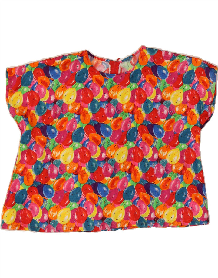 VINTAGE Womens Abstract Pattern Crop Blouse Top UK 12 Medium Multicoloured Vintage Vintage and Second-Hand Vintage from Messina Hembry 