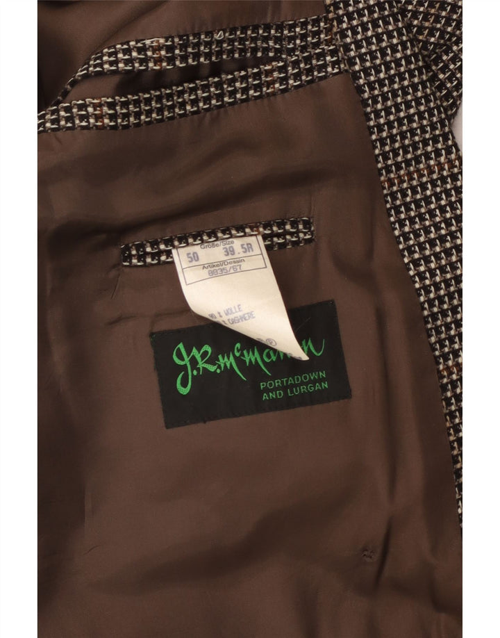 Jachetă vintage pentru bărbați cu două piepturi IT 50, lână mare cu carouri, maro