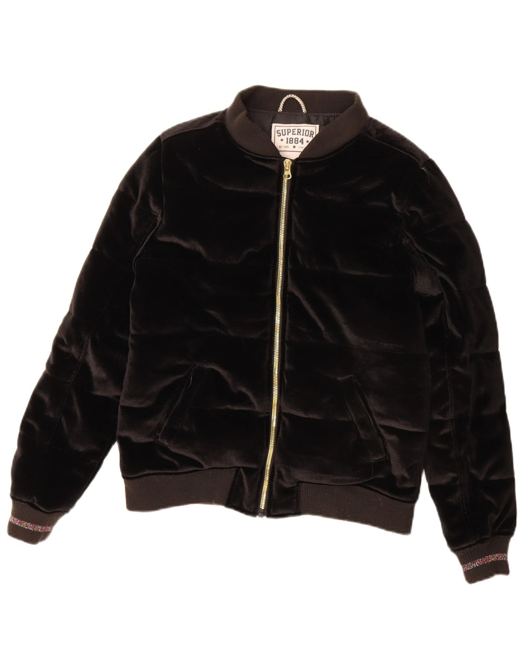 Geaca Superior Fete Velour Captusita 13-14 Ani Poliester Negru
