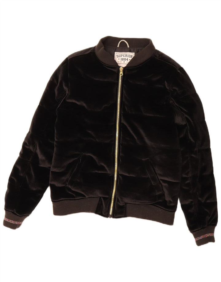 Geaca Superior Fete Velour Captusita 13-14 Ani Poliester Negru