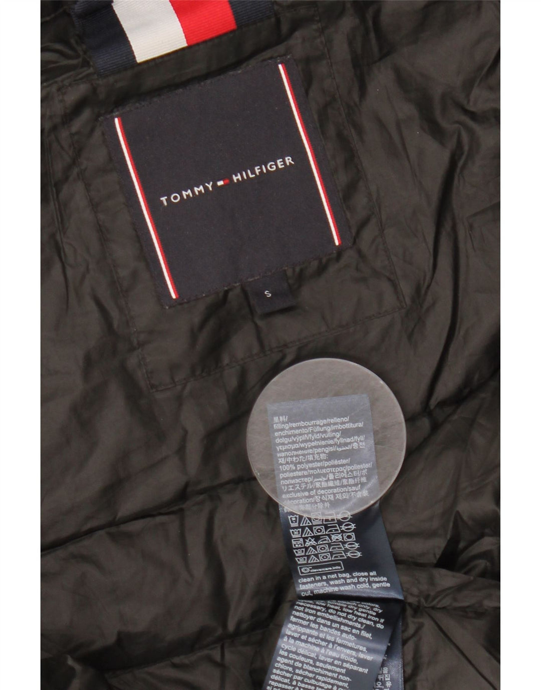 TOMMY HILFIGER Gilet căptușit pentru bărbați UK 36 Poliester negru mic