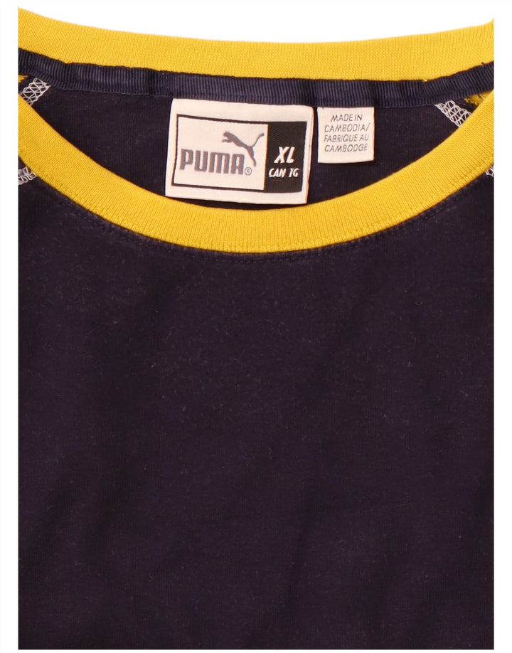 Top pentru bărbați PUMA cu mânecă lungă XL, albastru bleumarin, sport color-block