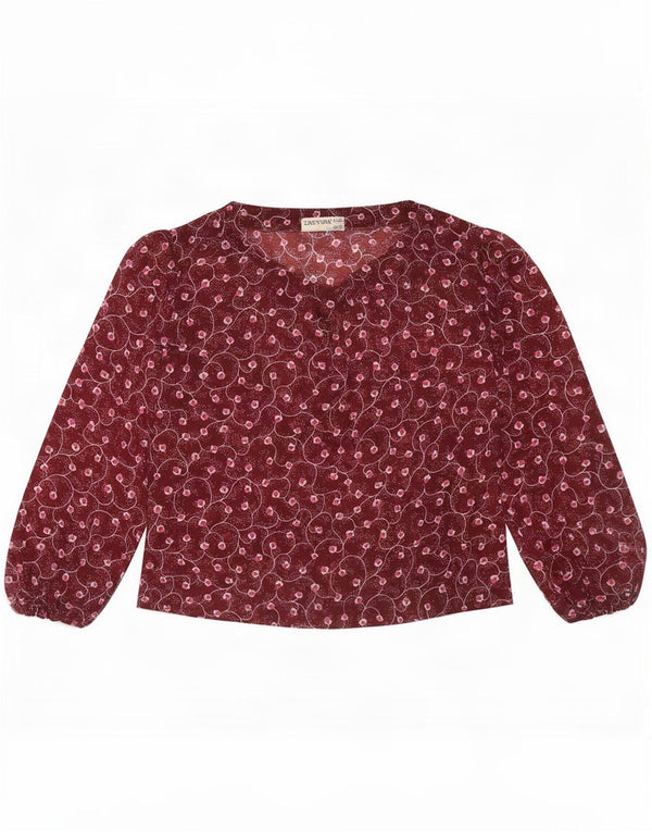 Trevira Bluză cu mânecă lungă pentru femei EU 44 XL Burgundy Floral