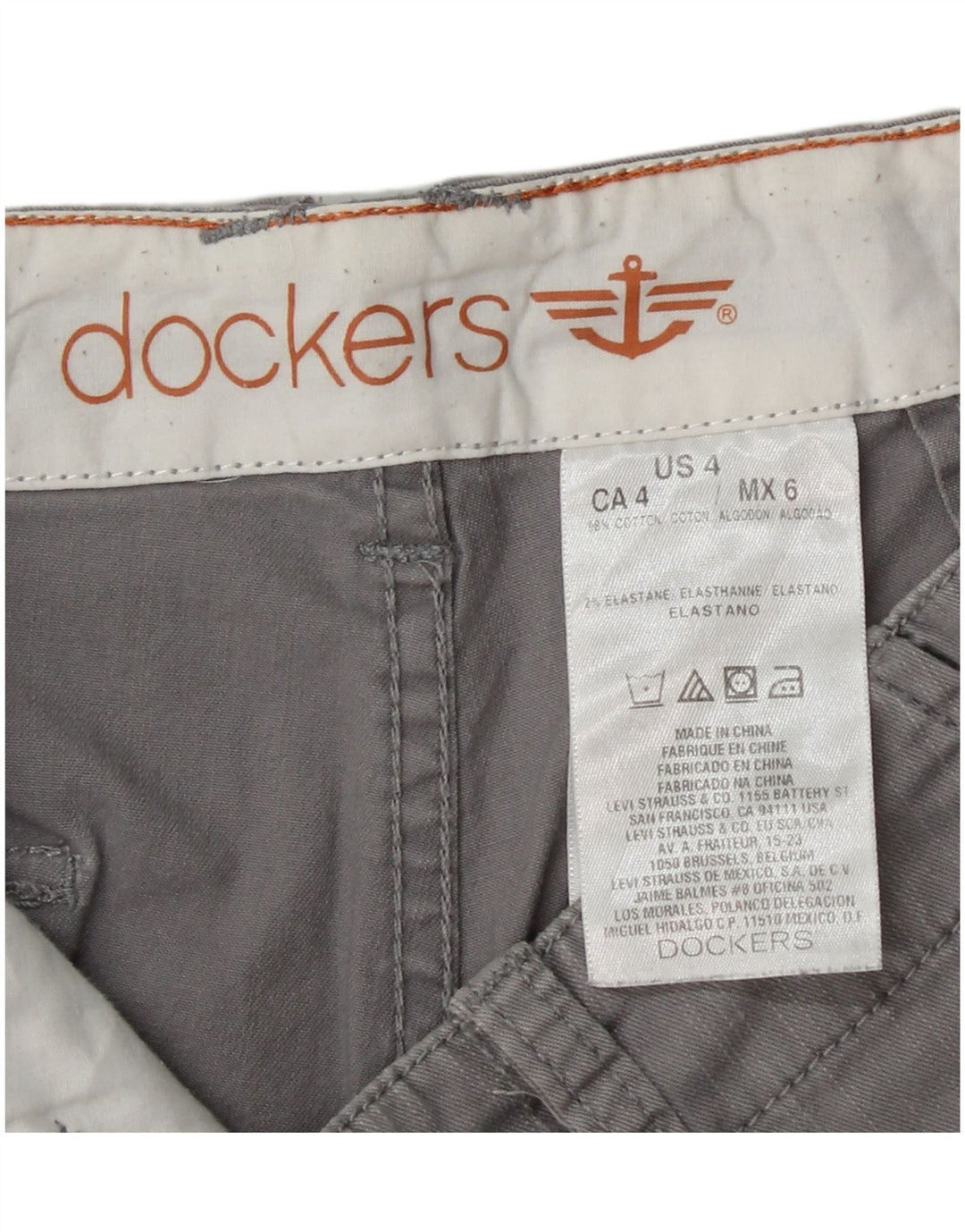 Pantaloni scurti chino DOCKERS pentru femei US 4 Small W28 bumbac gri