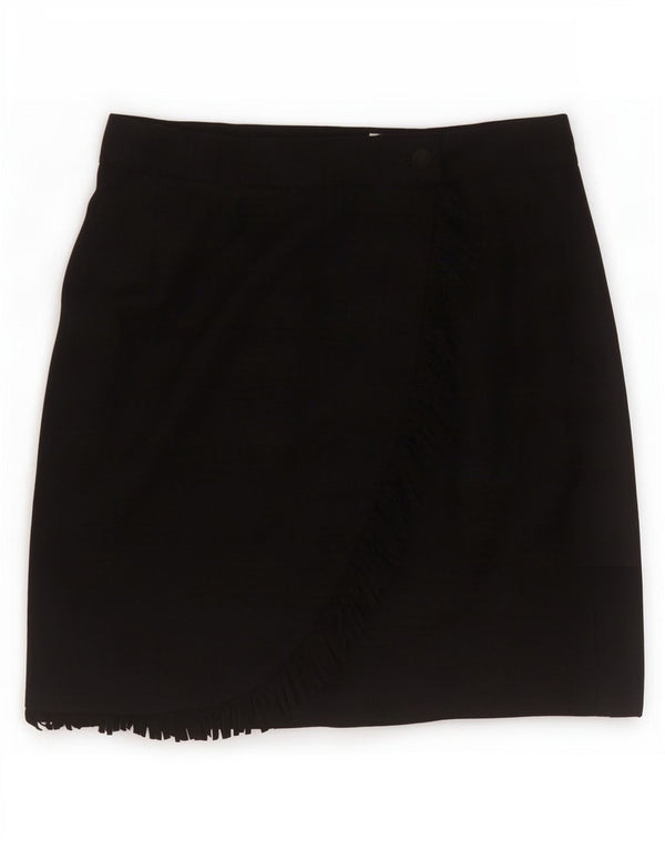 Fusta Mini Wrap Vintage pentru femei IT 46 Large W30 Lână nouă neagră