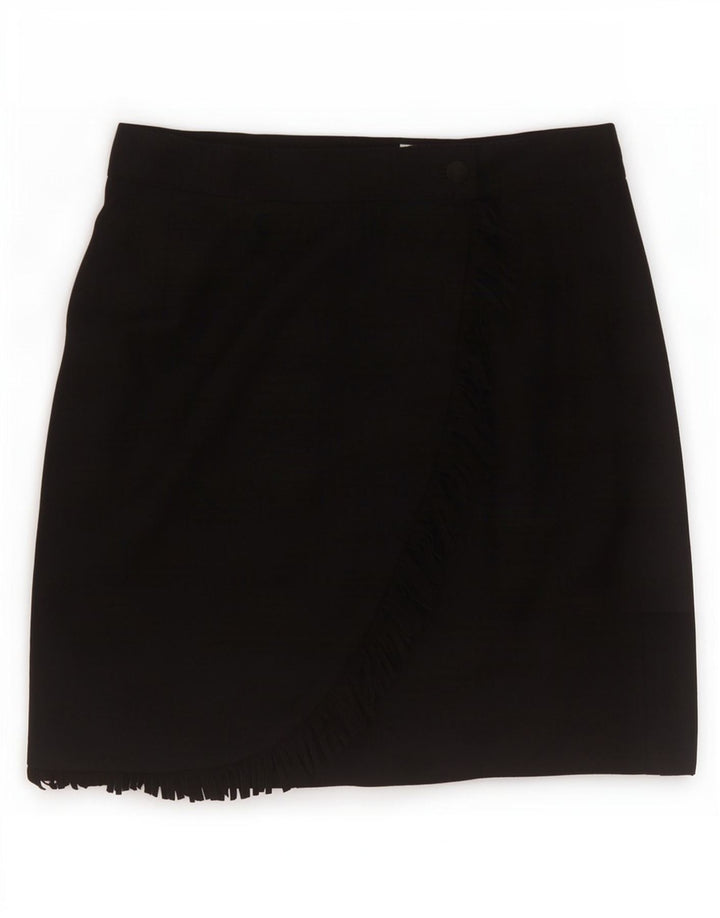 Fusta Mini Wrap Vintage pentru femei IT 46 Large W30 Lână nouă neagră