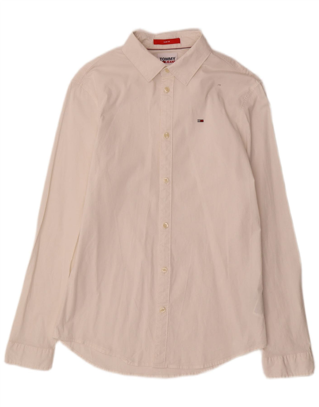 Cămașă Slim Fit Tommy Hilfiger pentru bărbați, bumbac alb mediu