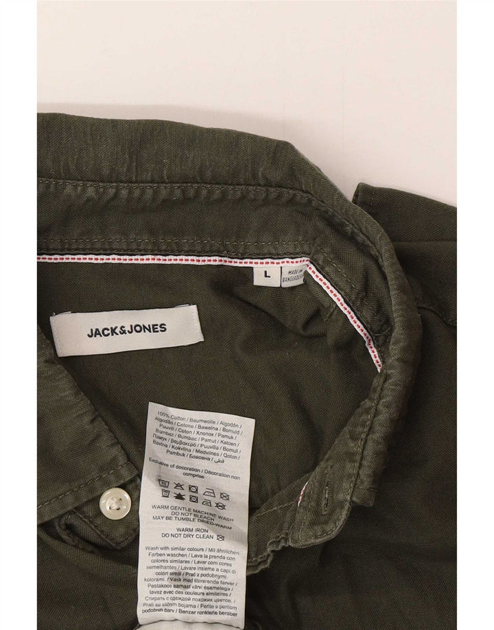 Cămașă Jack & Jones pentru bărbați, mare, verde, bumbac