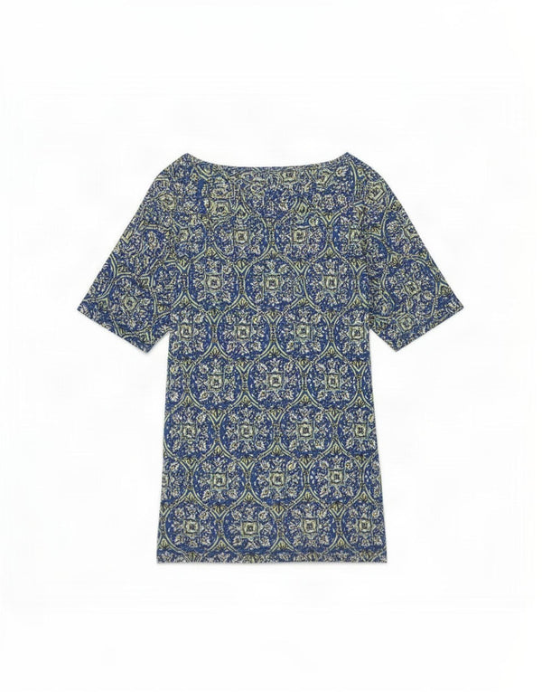 Tricou pentru femei Marks & Spencer Top UK 22 3XL Albastru Floral Bumbac