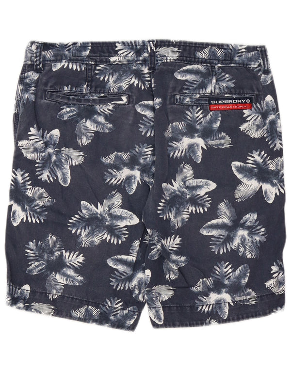 Superdry Mens Chino Shorts Medium W32 Navy Blue Floral Cotton