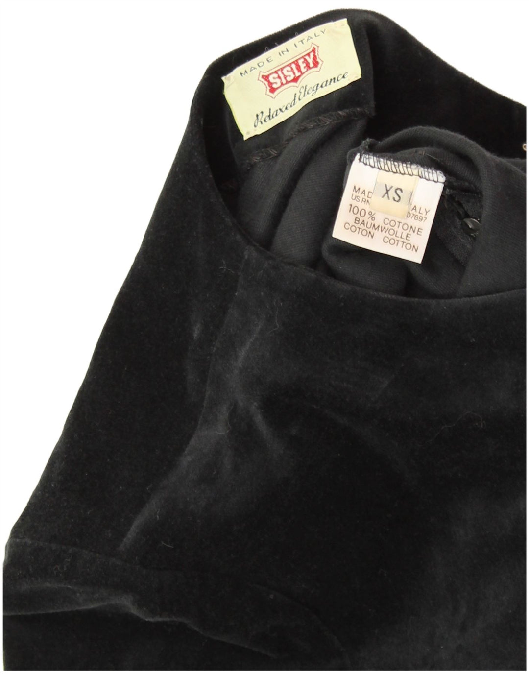 Rochie SISLEY pentru femei din catifea UK 6 XS bumbac negru