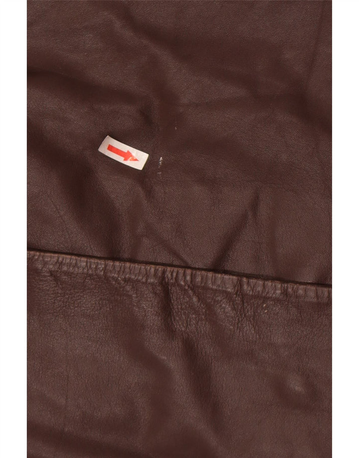 Palton din piele vintage pentru femei IT 46 din piele maro mare