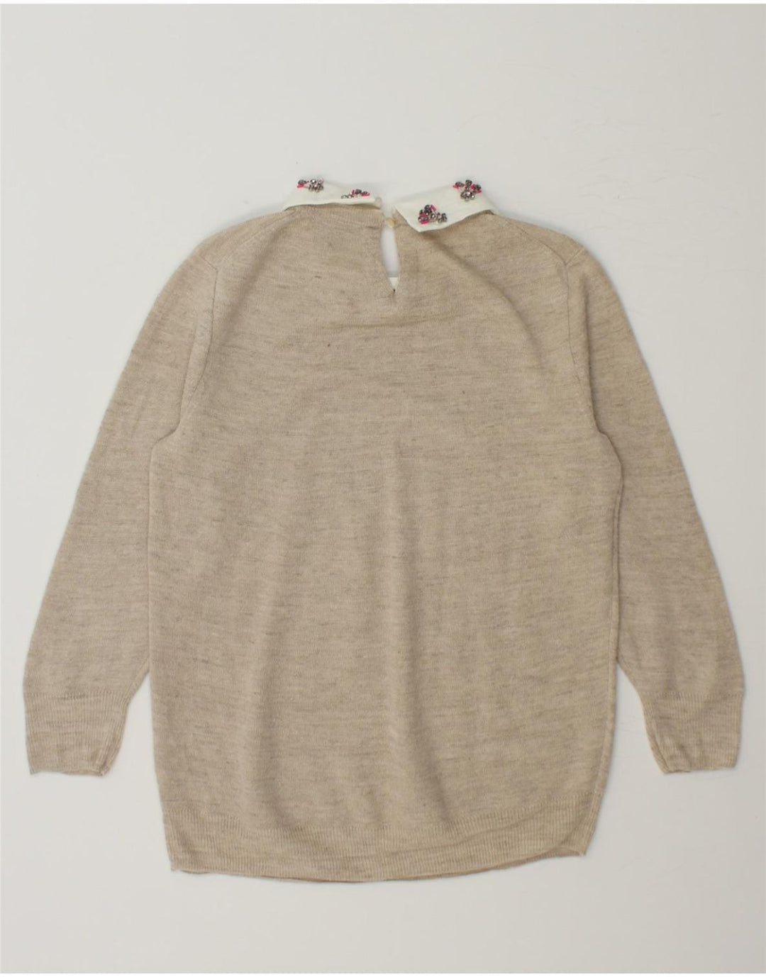 J. CREW Womens Polo Neck Jumper Sweater UK 10 Small Beige Polyester Vintage J. Crew and Second-Hand J. Crew from Messina Hembry 