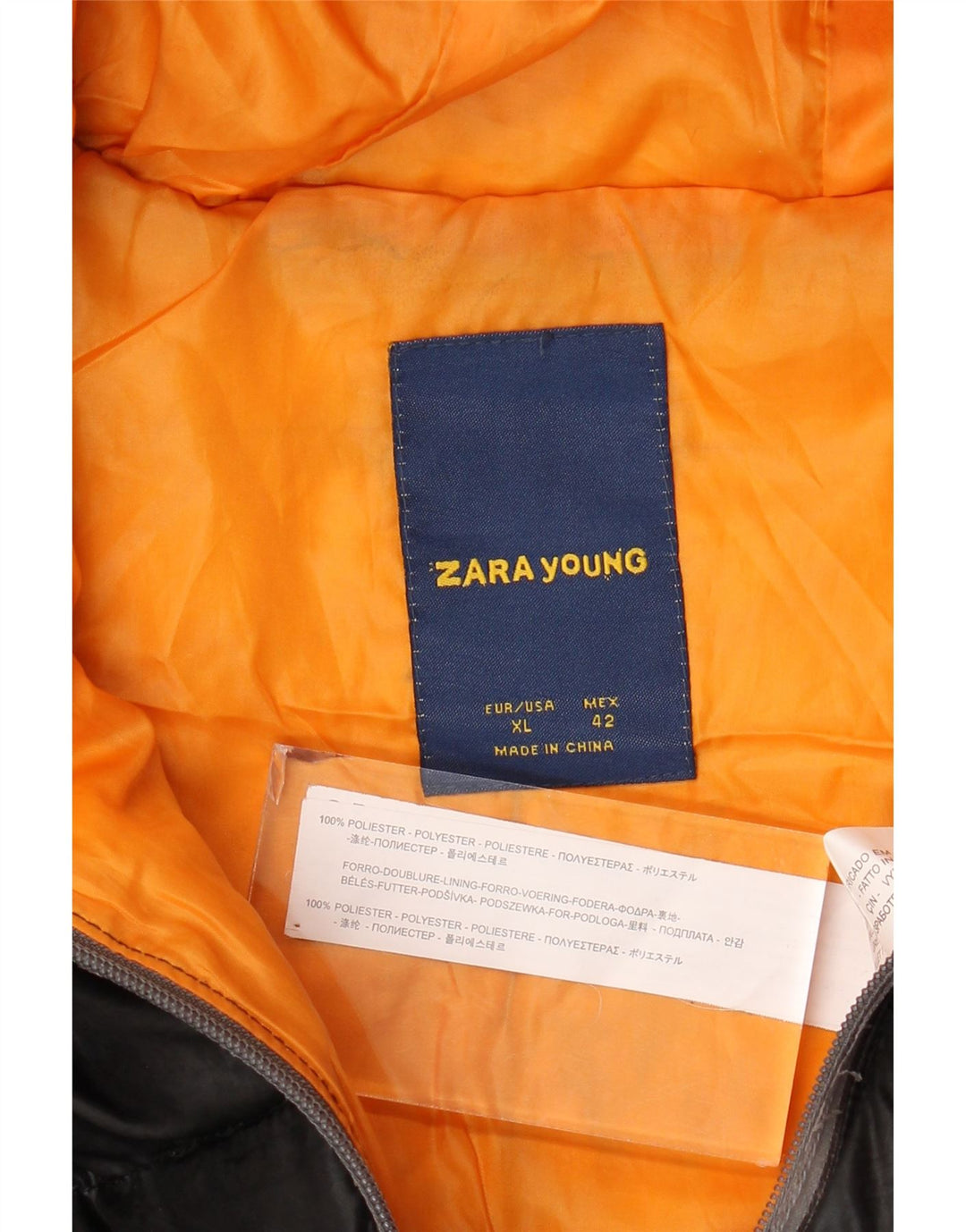 Jachetă căptușită cu glugă pentru băieți Zara 13-14 ani XL poliester negru