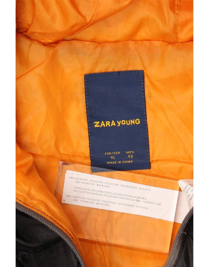 Jachetă căptușită cu glugă pentru băieți Zara 13-14 ani XL poliester negru