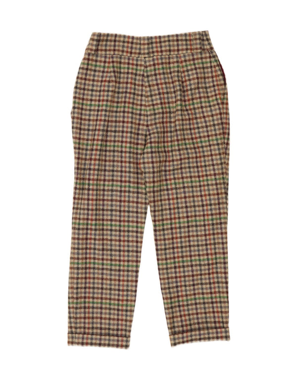 Pantaloni tăiați vintage pentru femei cu talie înaltă L28 L24, cu carouri multicolore