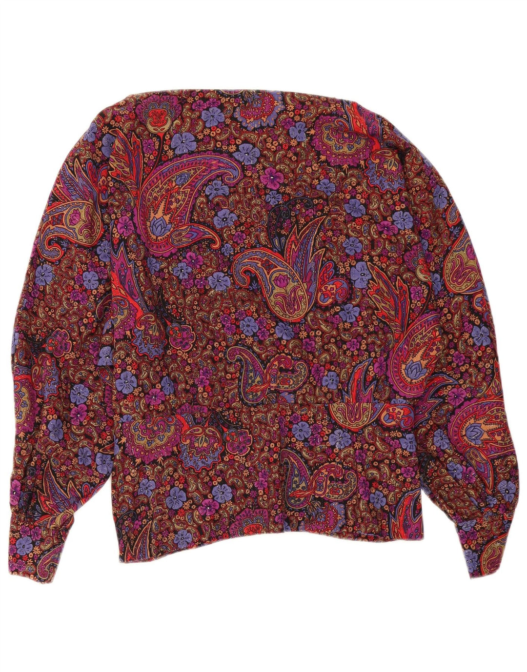Bluză vintage cu mâneci lungi pentru femei UK 12 Medium Multicolor Paisley