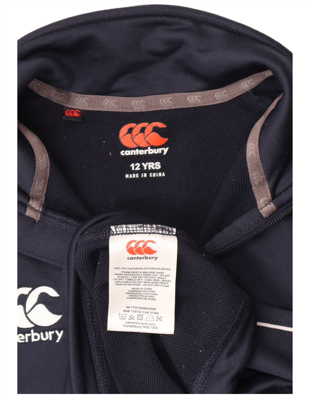 Pulover pentru băieți Canterbury, cu fermoar, cu gât, 11-12 ani, bleumarin, poliester
