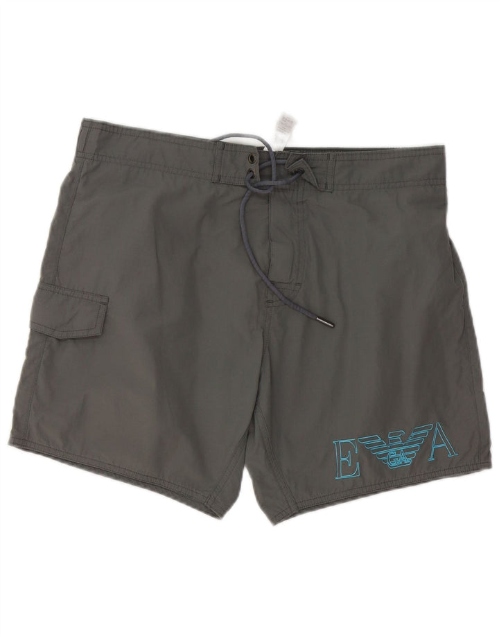 Pantaloni scurți de înot cu grafic pentru bărbați Emporio Armani, poliester mari, gri