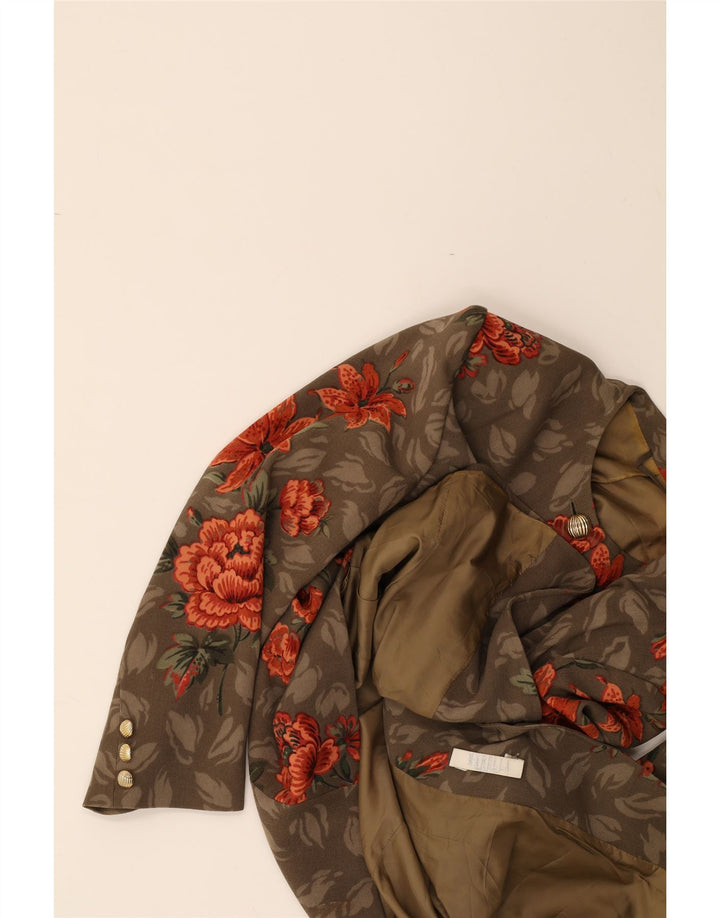 MARELLA Womens 4 Button Blazer Jacket UK 18 XL  Brown Floral Wool Vintage Marella and Second-Hand Marella from Messina Hembry 