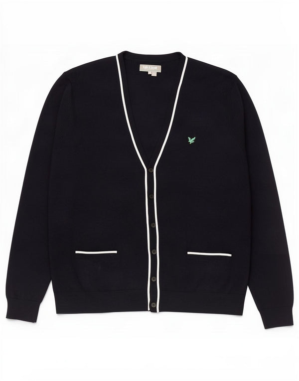Pulover cardigan pentru bărbați Lyle & Scott, 2XL, lână merino bleumarin
