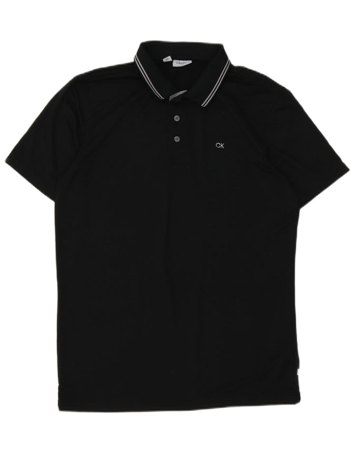 Cămașă polo Calvin Klein pentru bărbați, poliester mediu negru