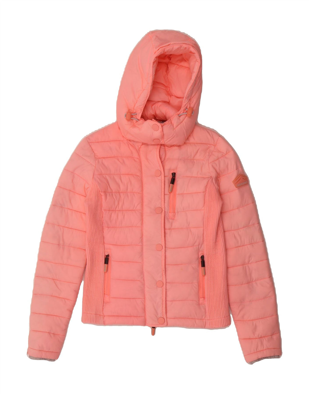 SUPERDRY Womens Hooded Padded Jacket UK 6 XS Pink Polyester Vintage Superdry and Second-Hand Superdry from Messina Hembry 