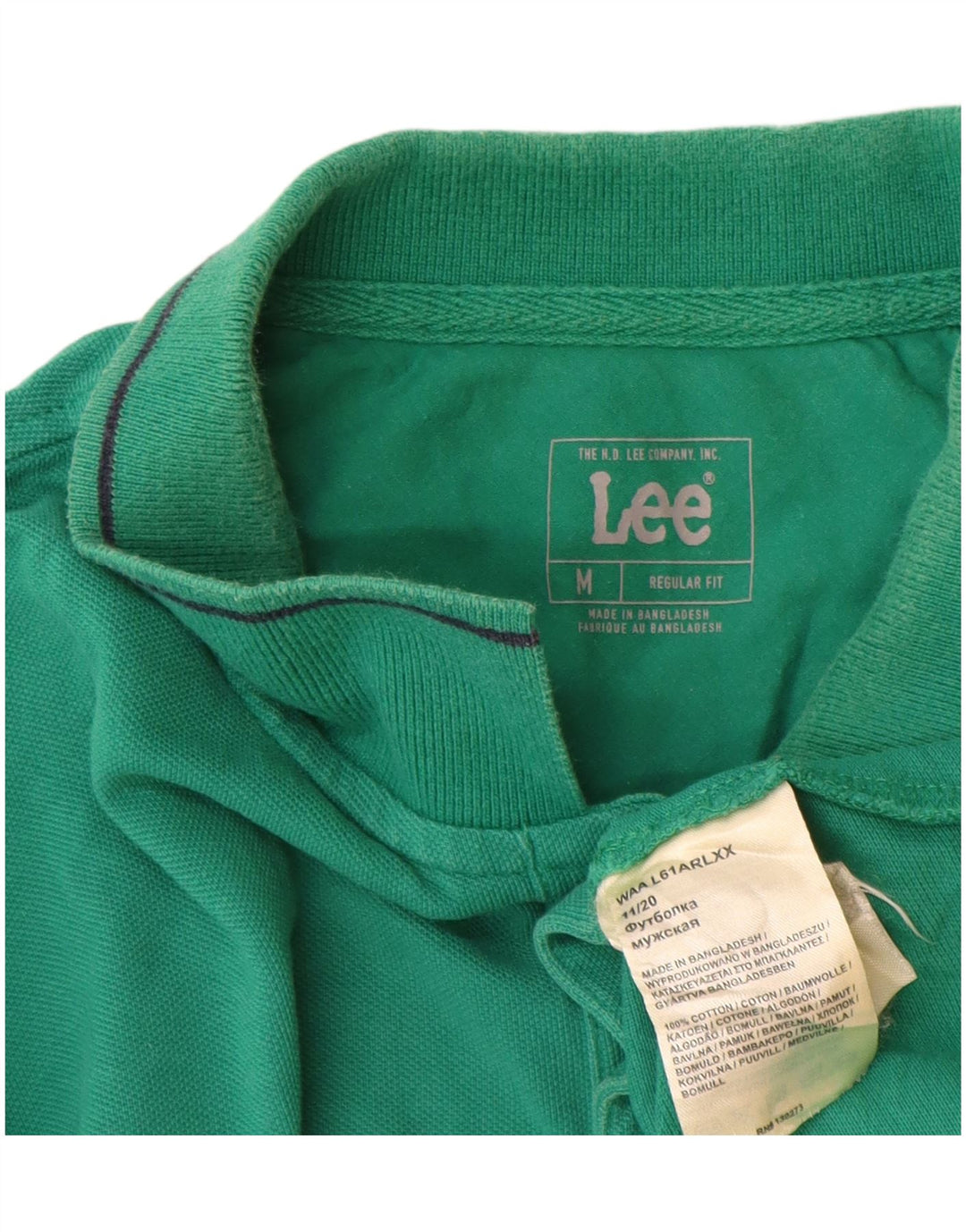 Cămașă polo Lee pentru bărbați, bumbac verde mediu, cu formă regulată