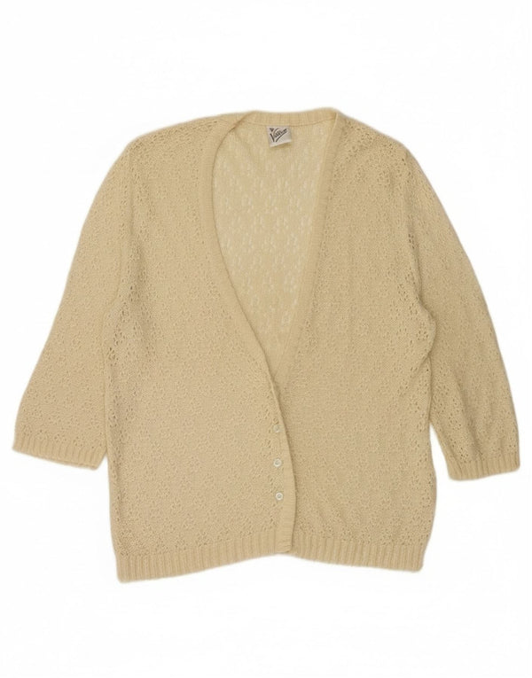 Pulover Vintage pentru femei cardigan cu mâneci 3/4 IT 44 Medium Bej Viscoză