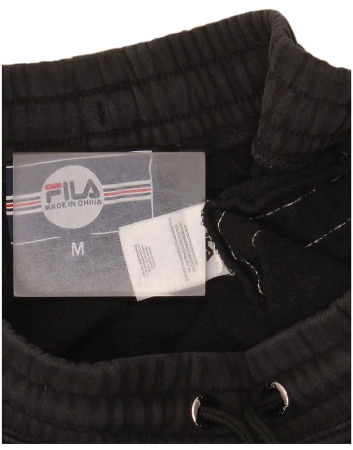 Pantaloni de trening cu grafica Fila pentru barbati Joggeri bumbac mediu negru
