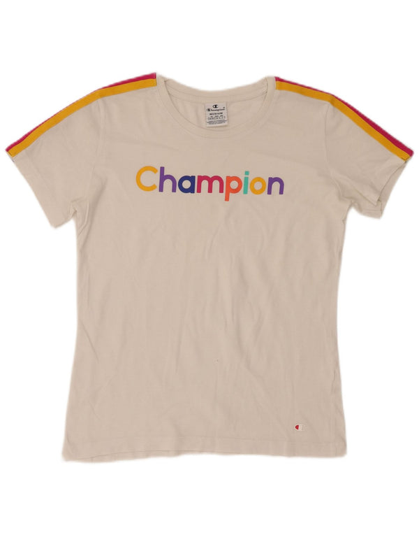 Tricou grafic Champion pentru femei Top UK 12 Medium White Colorblock