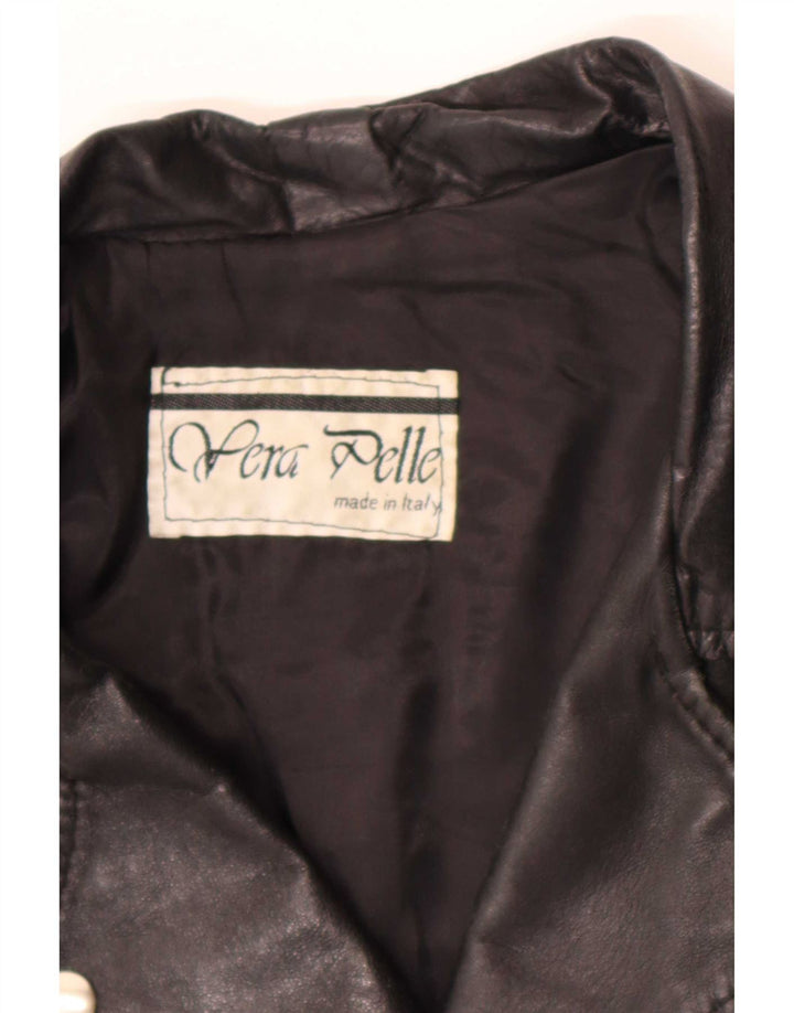 Jachetă motociclist din piele vintage pentru femei UK 12 Medium Black