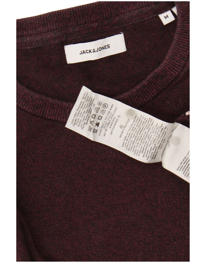 JACK & JONES Pulover pentru bărbați cu decolteu rotund din bumbac burgundă mediu