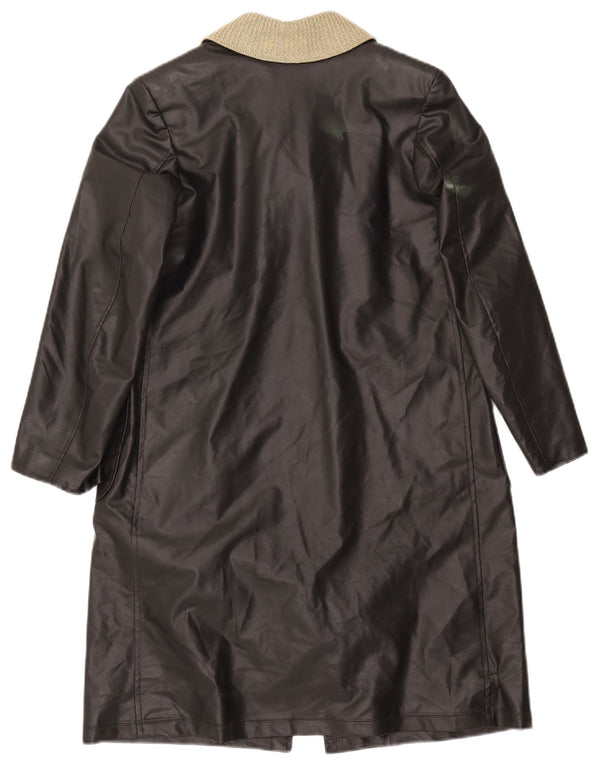 Palton de piele VINTAGE pentru femei UK 12 Medium Black Colorblock