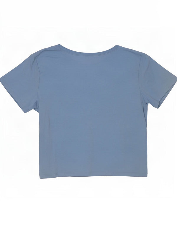 Hollister Crop Tricou Top pentru femei UK 8 Small Blue Cotton