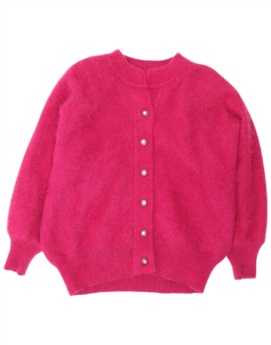 Pulover cardigan pentru femei VINTAGE UK 20 2XL Pink Angora