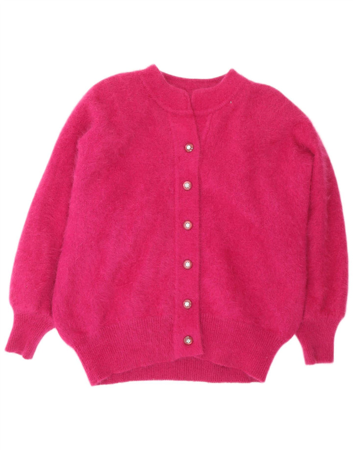 Pulover cardigan pentru femei VINTAGE UK 20 2XL Pink Angora