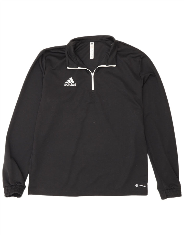 Adidas bărbați Zip Neck Top cu mânecă lungă mare negru poliester sport
