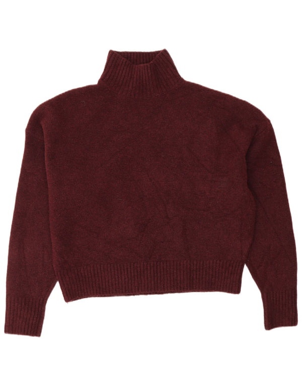 Pulover de damă Zara Crop oversized cu gât rulat, UK 6 XS Burgundy