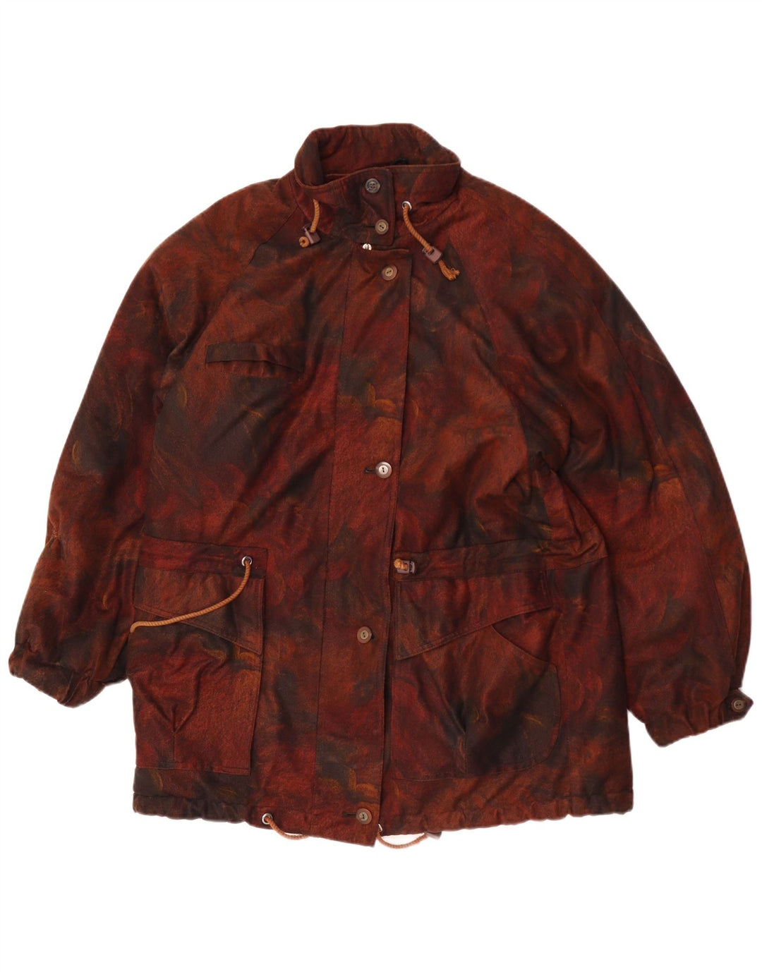 Jachetă vintage pentru femei, UK 18 XL, maro, cu flori din poliester