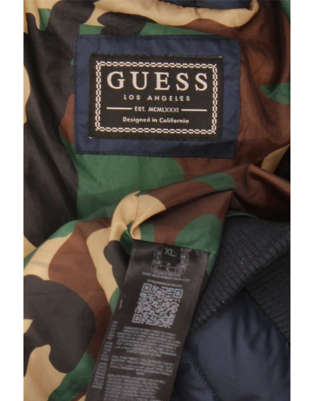 Jachetă căptușită pentru bărbați Guess UK 42 XL bleumarin poliester color bloc